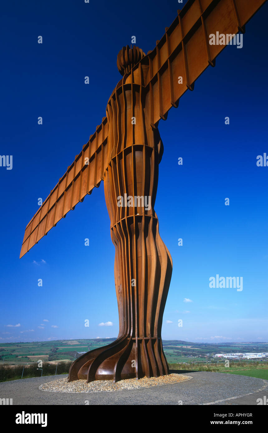 Evening view of the Gateshead Angel of the North, Gateshead, Tyne and Wear Stock Photo