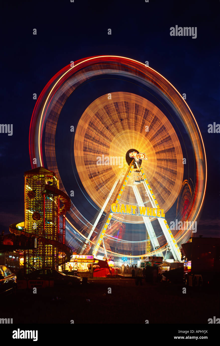 Ferris Wheel at the Hoppings travelling fair, Newcastle Town Moor, Newcastle upon Tyne Stock Photo