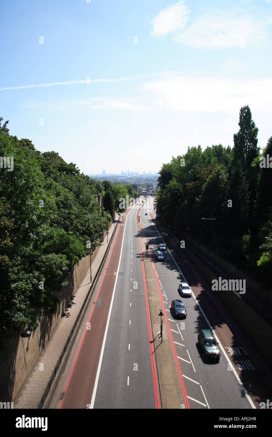 view of the A1 from hornsey lane bridge, London, UK Stock Photo