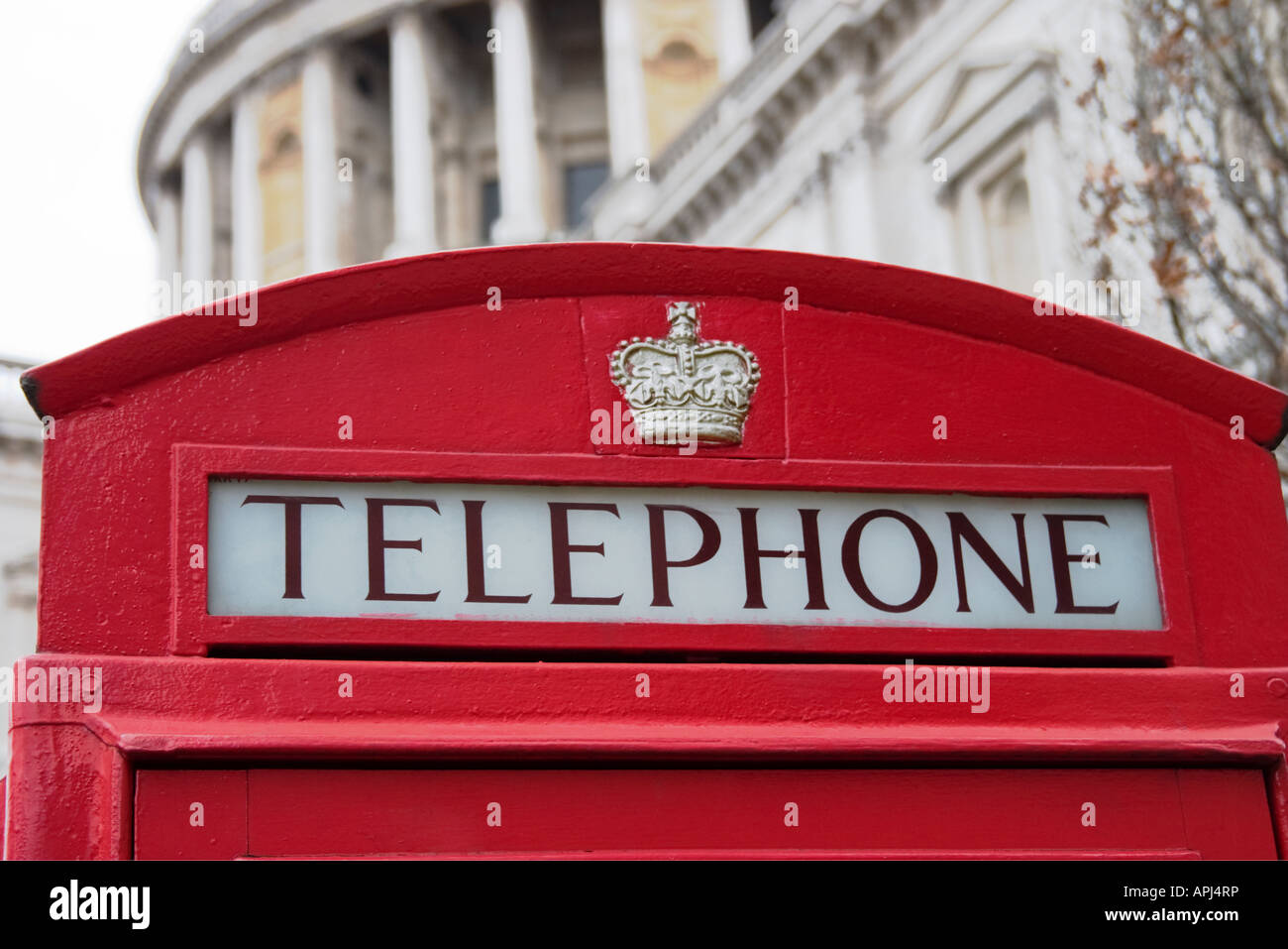 Red London Telephone Box At Saint Paul's Cathedral Stock Photo