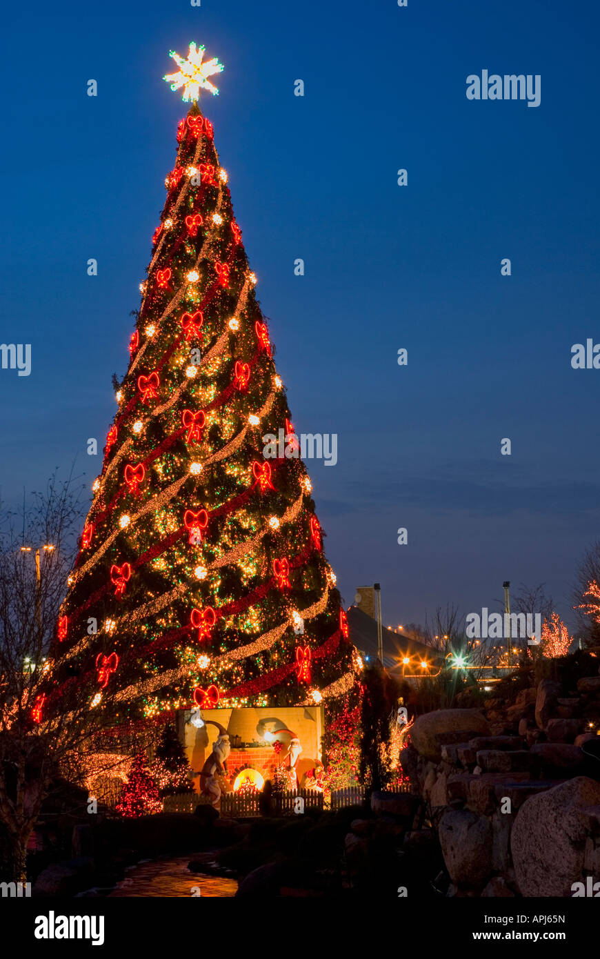 Christmas tree in LIDO Recreation Center in Riga, Latvia Stock Photo