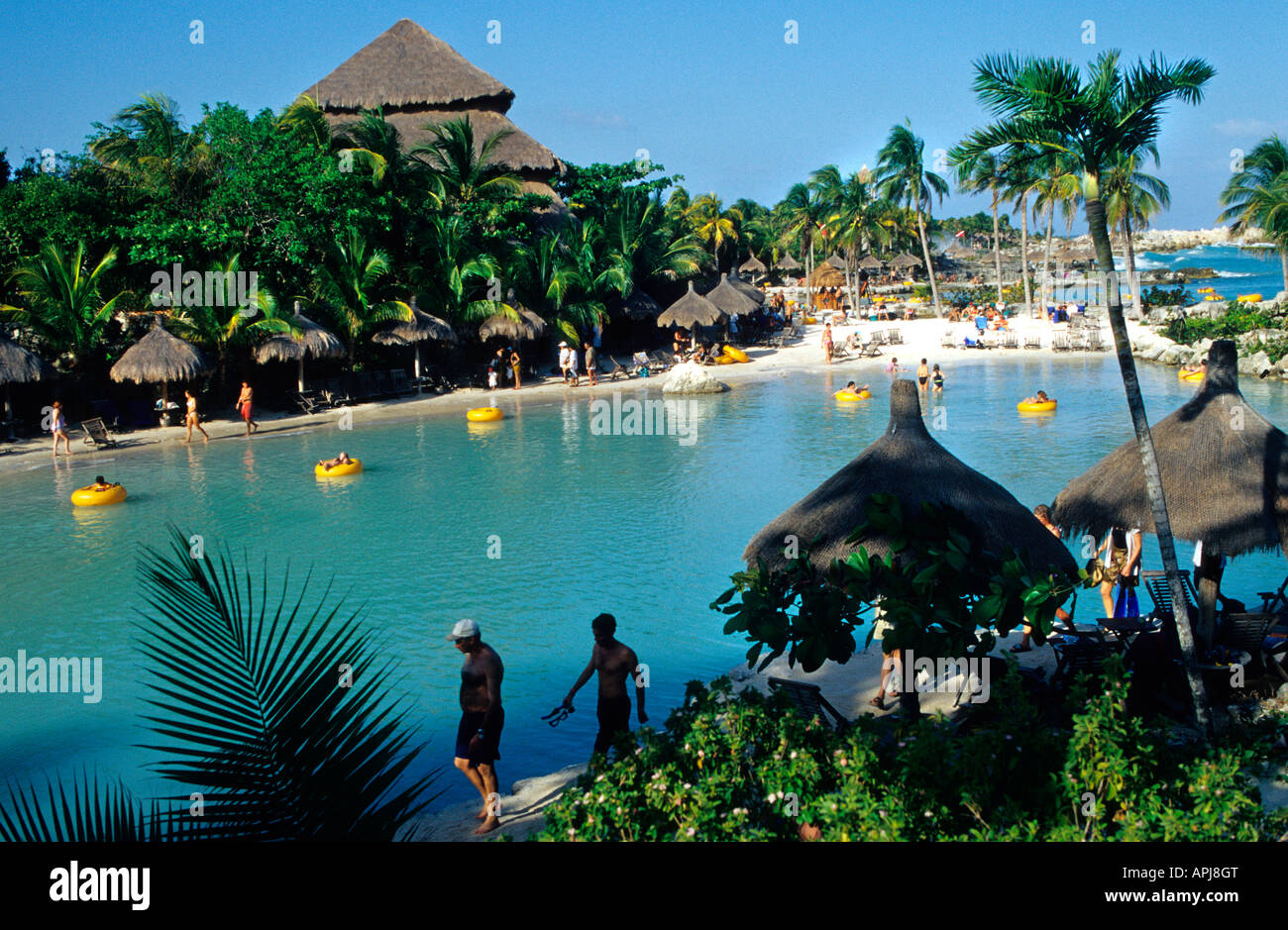 Cancun Xcaret lagoon Xcaret Theme Park Attractions Riviera Maya Mexico Stock Photo