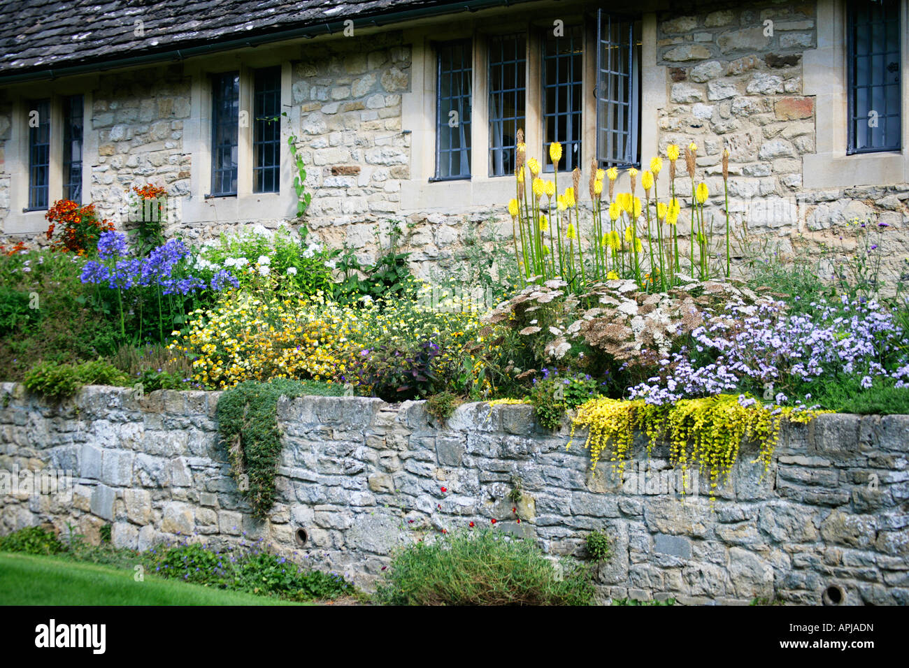Raised flower beds in front of Christ Church college buildings, Oxford