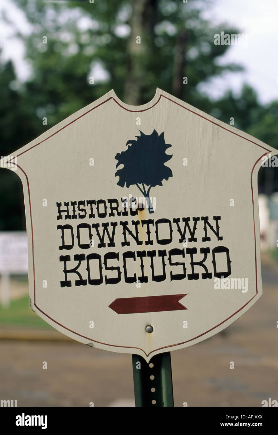 Downtown sign Kosciusko Mississippi USA Stock Photo Alamy