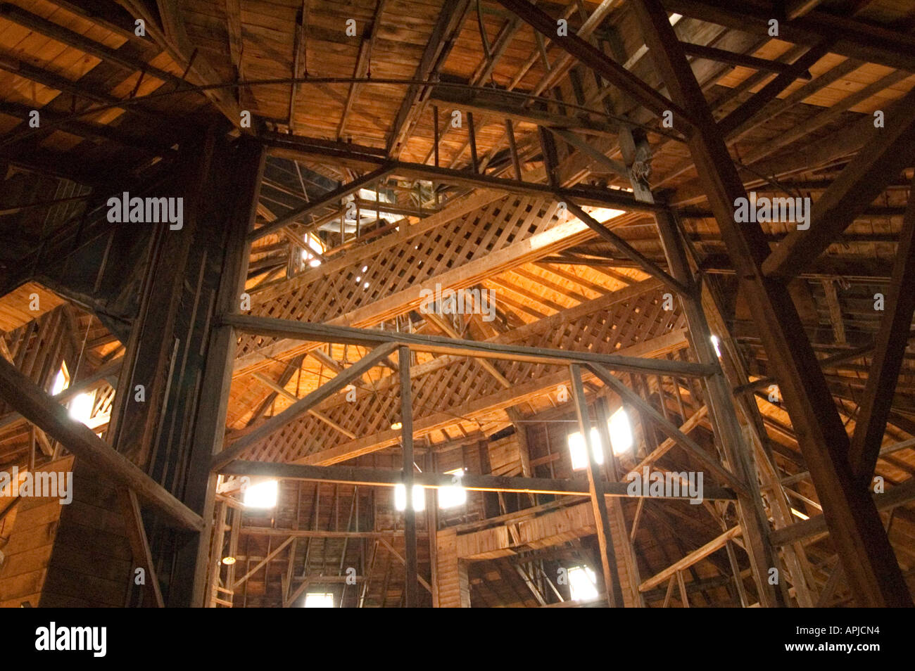 Inside The Octagon Barn Stock Photo