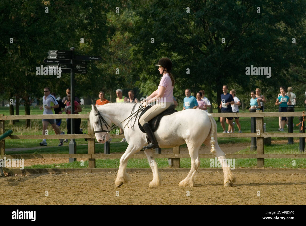 Horseback girl riding horse uk london homer sykes hires stock