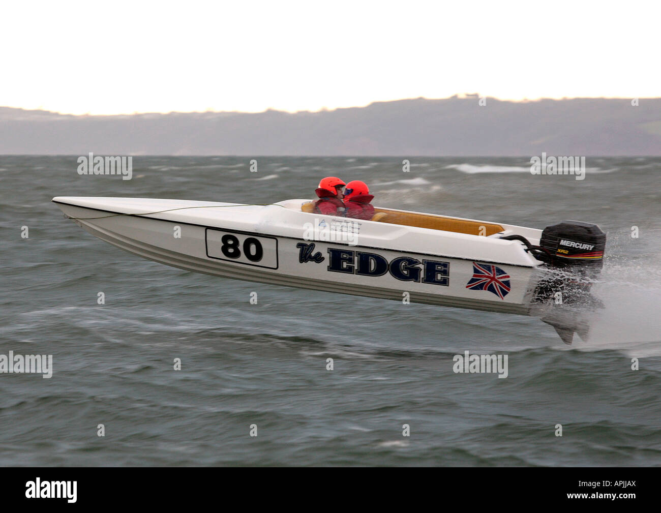 Power Boat Racing Ski Racing Boat 'The Edge' Club Racing at Exmouth England Stock Photo