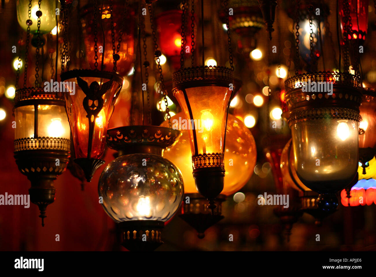 Typical turkish candle lights. Sultanahmet shop. Istanbul.Turkey Stock