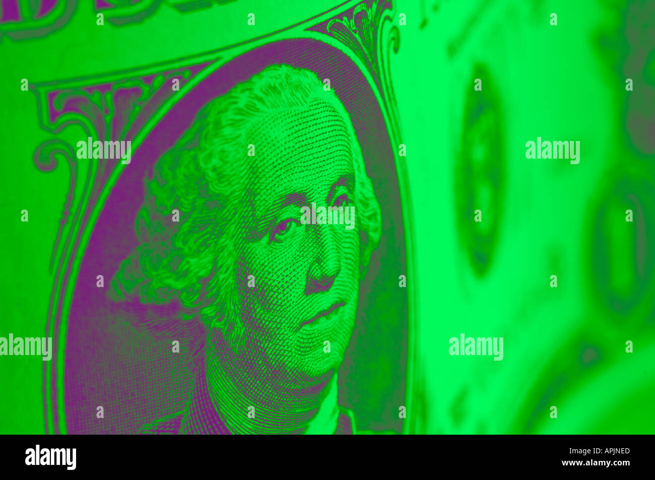closeup of one dollar bill US with George Washington portrait Stock ...