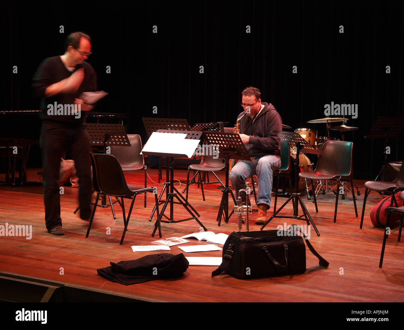 small orchestra on stage Stock Photo Alamy