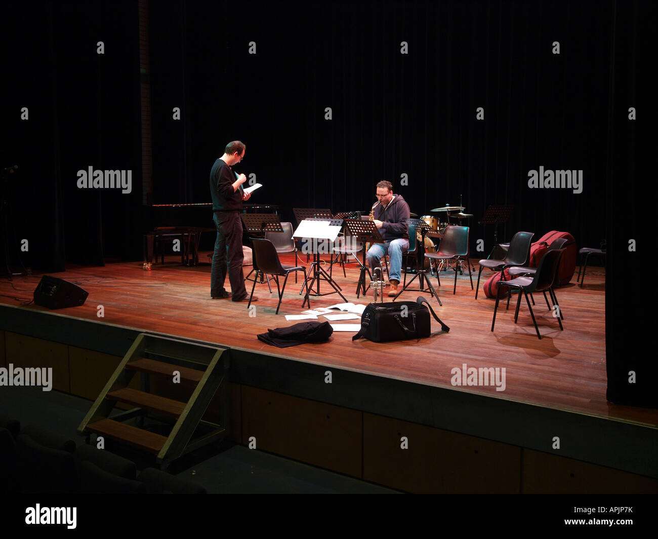 small orchestra on stage Stock Photo Alamy