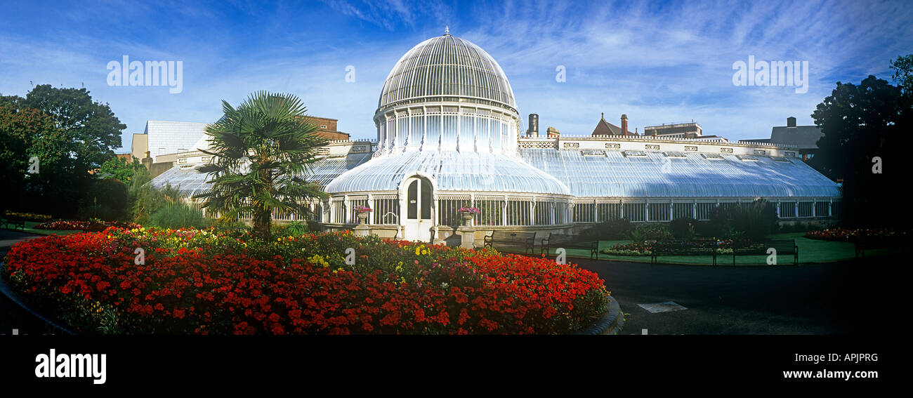 Panoramic image of Botanic Gardens glasshouse Belfast County Antrim Northern Ireland Stock Photo