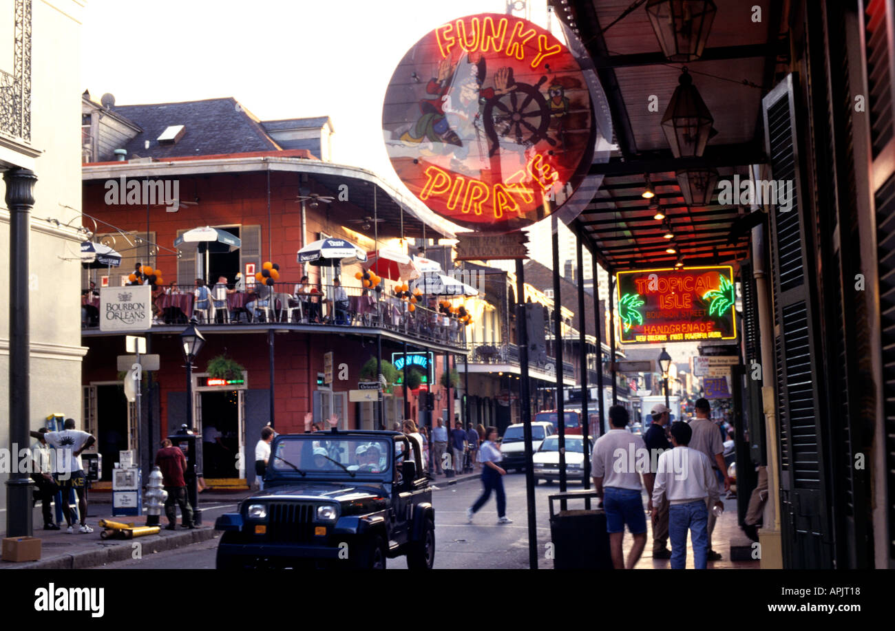 New Orleans Bourbon Street pub Music Cajun bar car Stock Photo