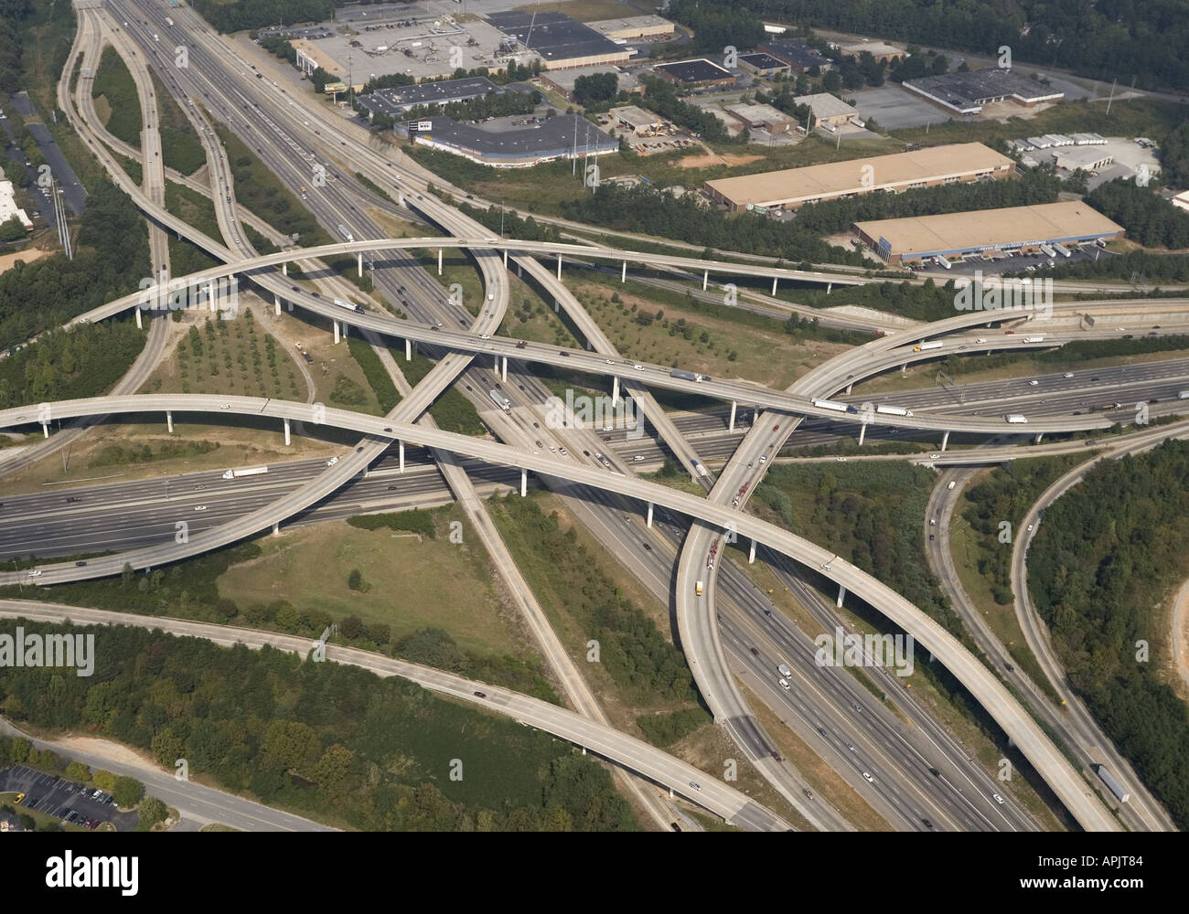 Aerial View Of Interstate Cloverleaf Highway Intersection In Atlanta APJT84 