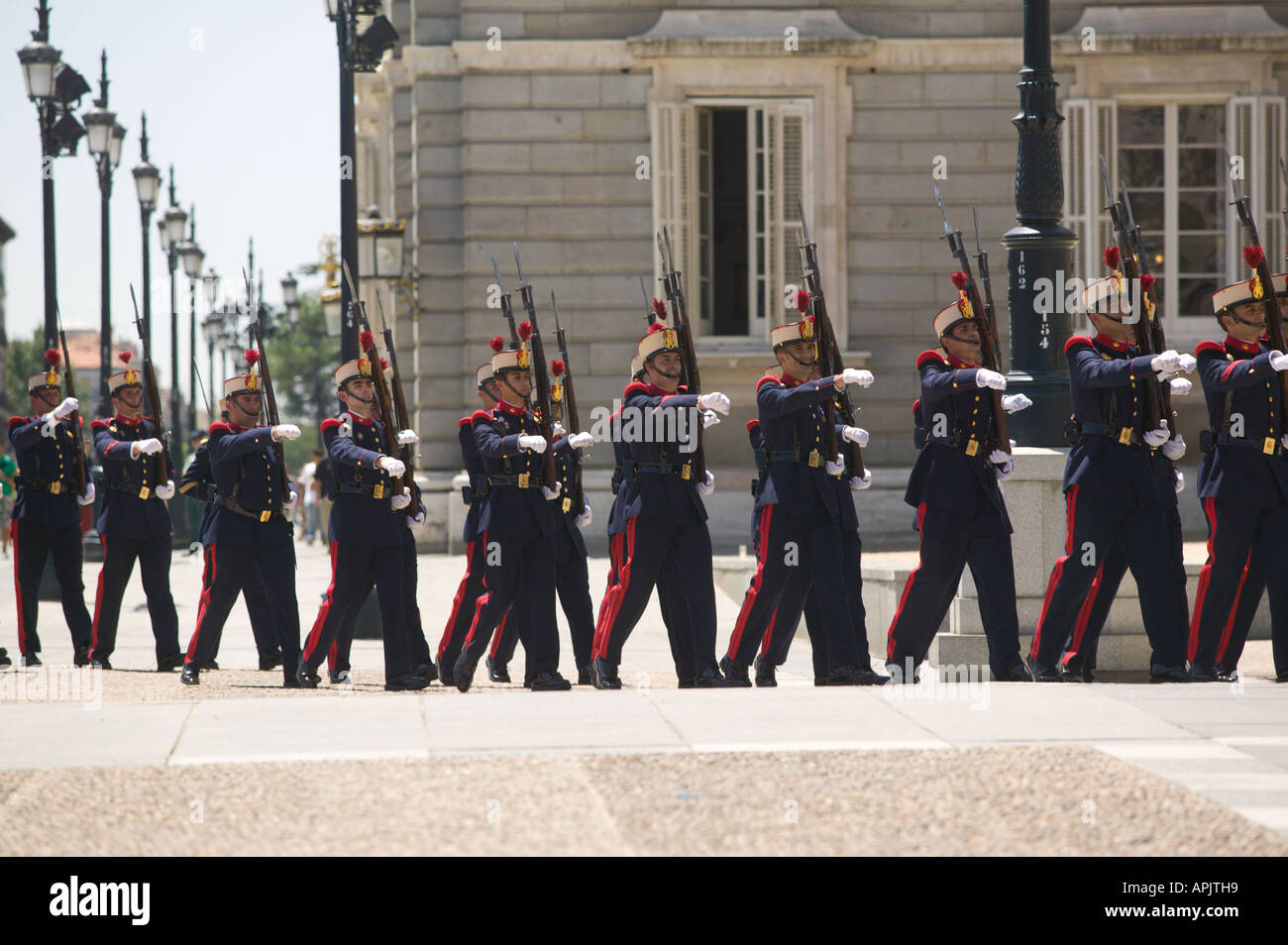 Soldiers outside of Palacio Real Madrid Spain Stock Photo