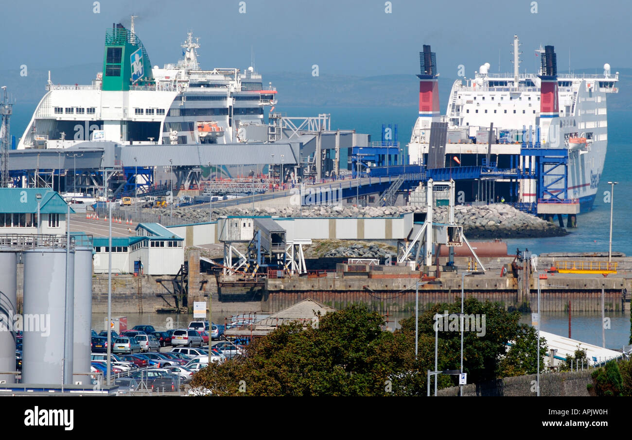 Irish Ferry Ulysses and Stena Ferry Holyhead Port Stock Photo 15807568 Alamy