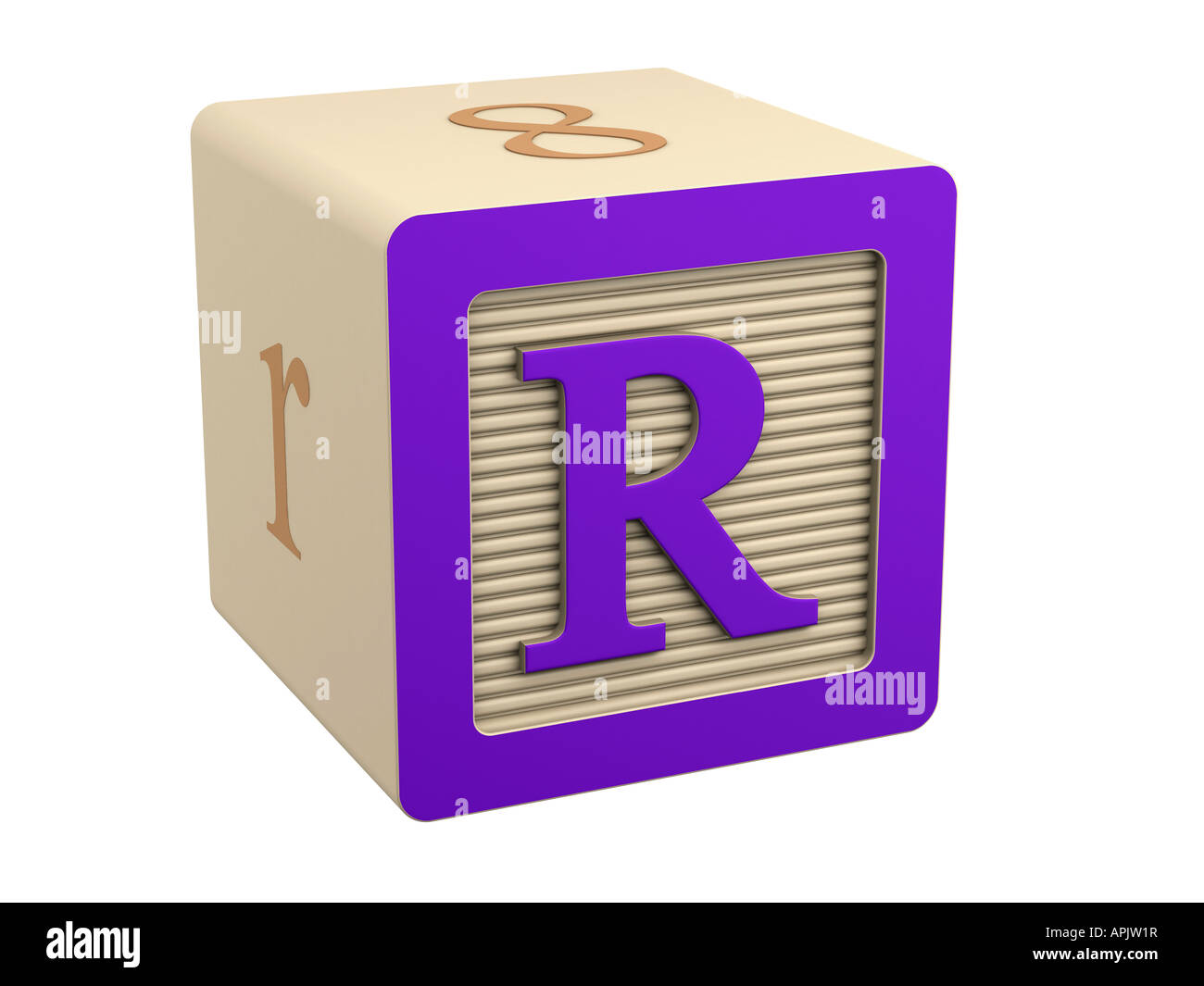 toy wooden block R purple Stock Photo - Alamy