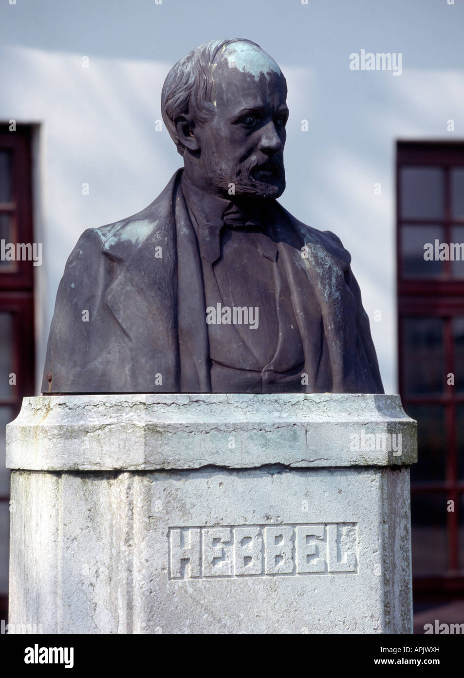 Wesselburen, Friedrich Hebbel Büste, 'deutscher Dramatiker und Lyriker, Nicolaus Bachmann, 1913 Stock Photo