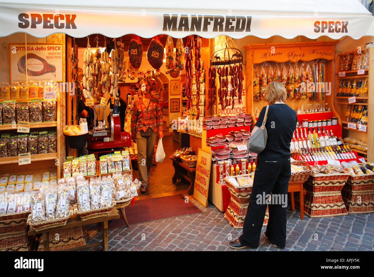 Bottega della Speck shop, Levico Terme, Alto Adige Südtirol region, Italy  Stock Photo - Alamy