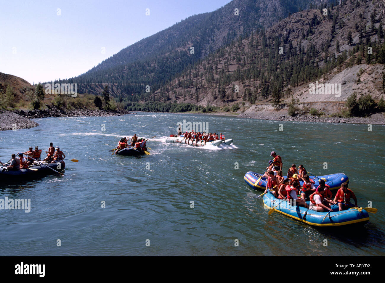 White Water / Whitewater Rafting on Thompson River near Lytton, BC, British Columbia, Canada Stock Photo
