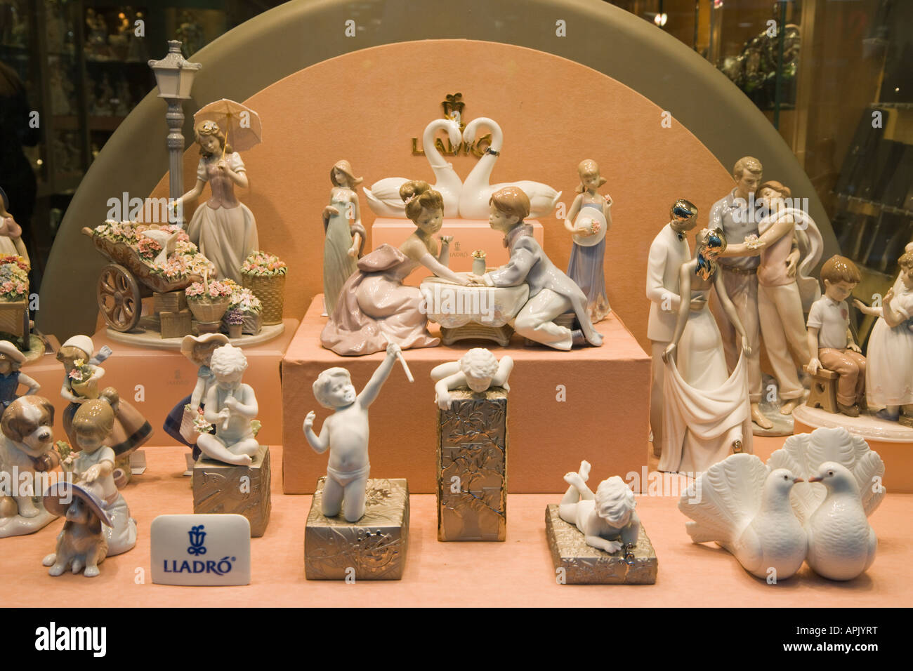 Gibraltar Display of Spanish Lladro porcelain figures in Main Street shop window Stock Photo Alamy