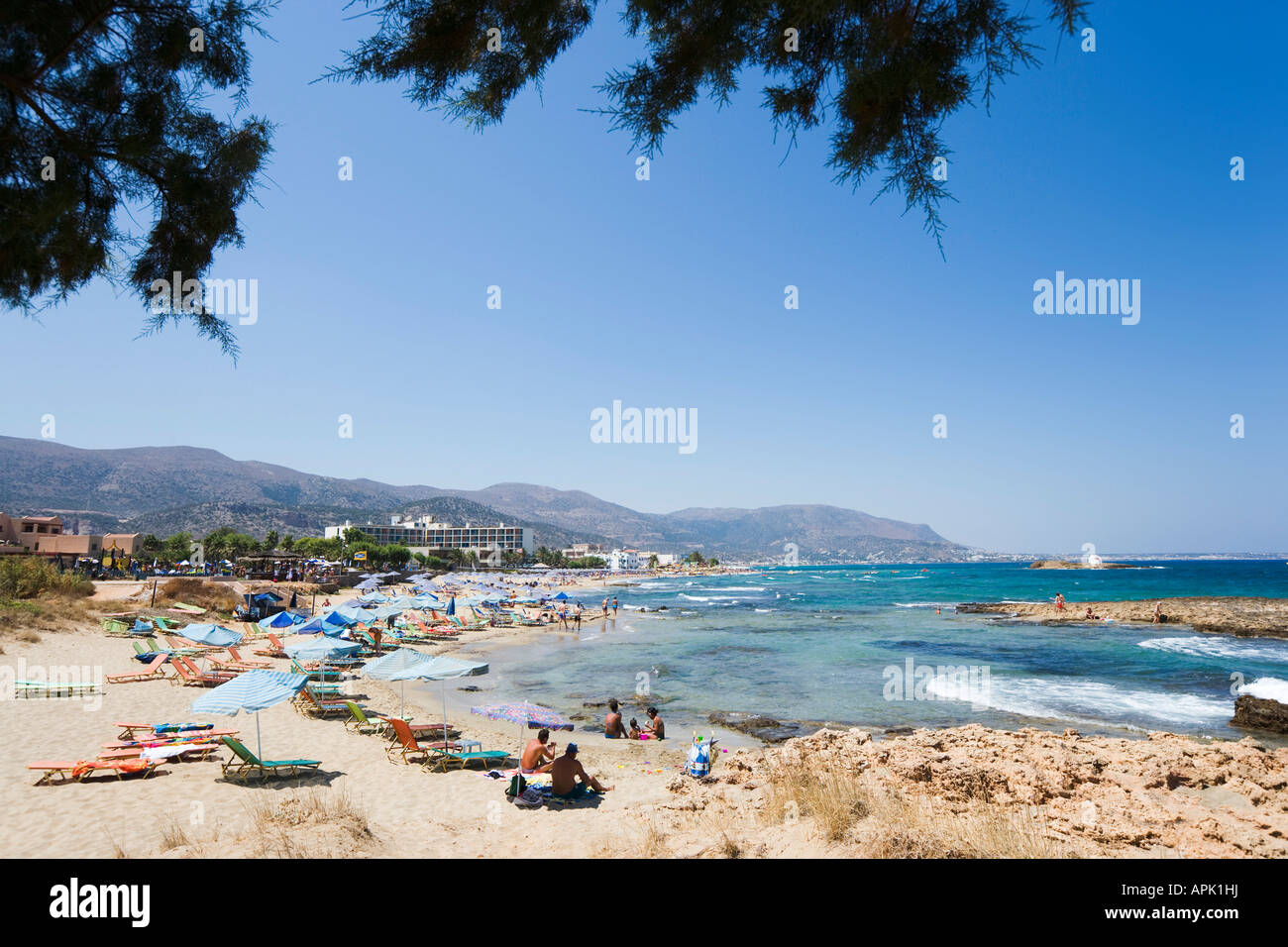 Beach, Malia, North Coast, Crete, Greece Stock Photo