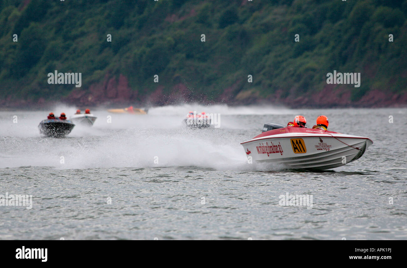 Offshore Circuit Racing Powerboat Racing at Teignmouth England Stock Photo