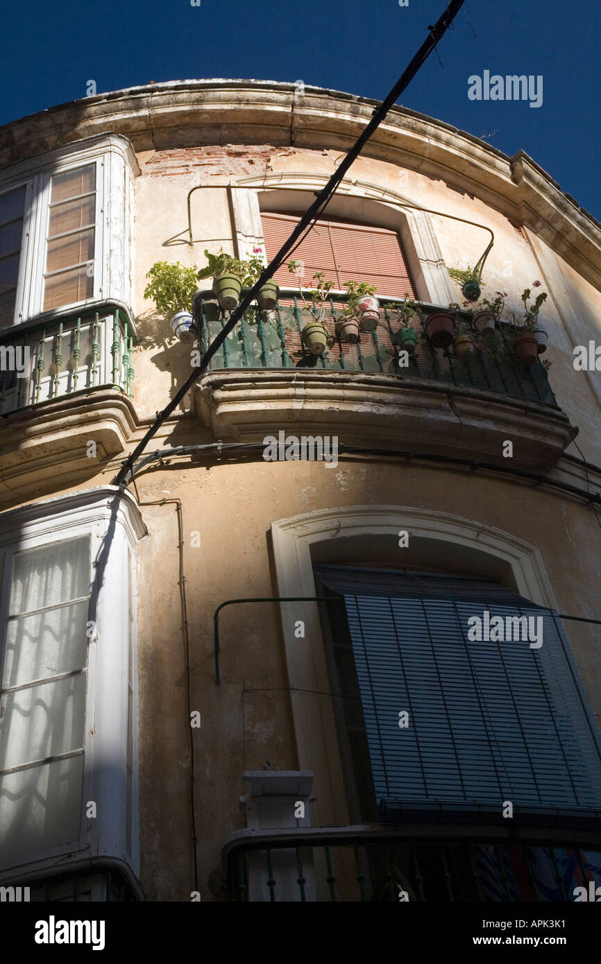 Shadows and highlights on a building of Cadiz city center Spain Stock