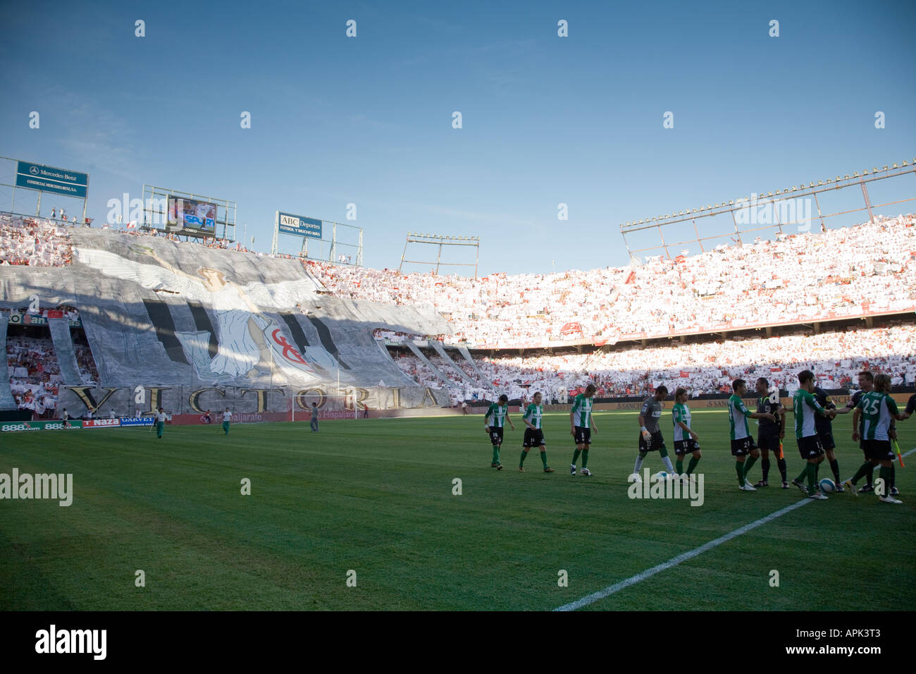 Tifo at Sanchez Pizjuan stadium, Seville, Spain Stock Photo