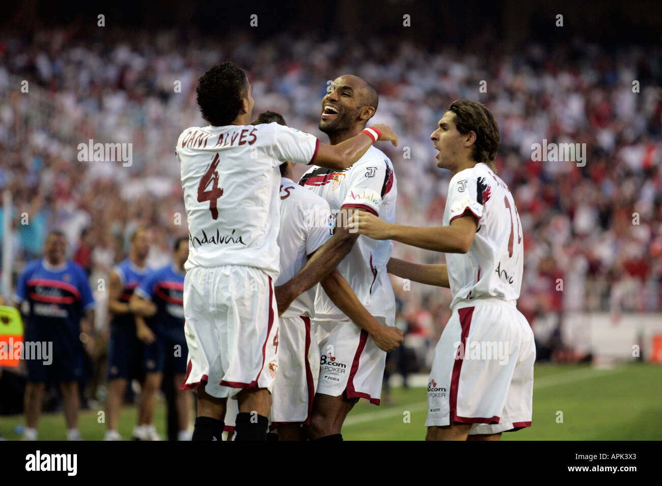 Kanoute And Other Sevilla Fc Fellows Celebrating A Goal Against Real Stock Photo Alamy