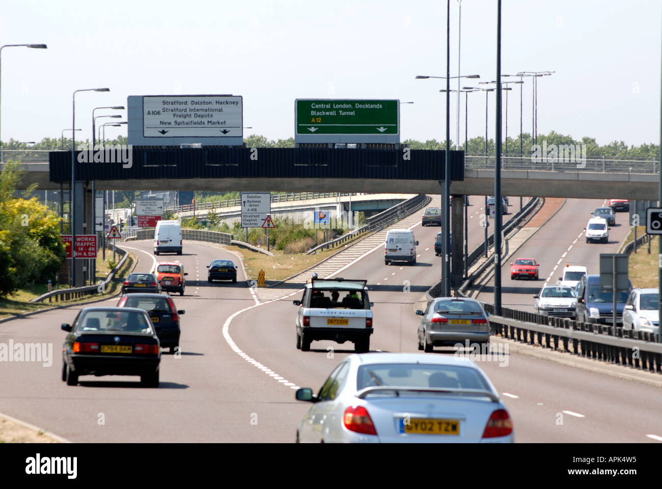 Traffic on the A12 trunk road Stratford London Stock Photo 9034388 Alamy