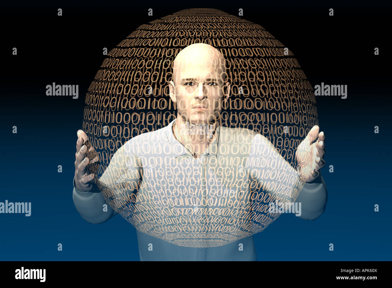 Man holding a binary sphere Stock Photo - Alamy