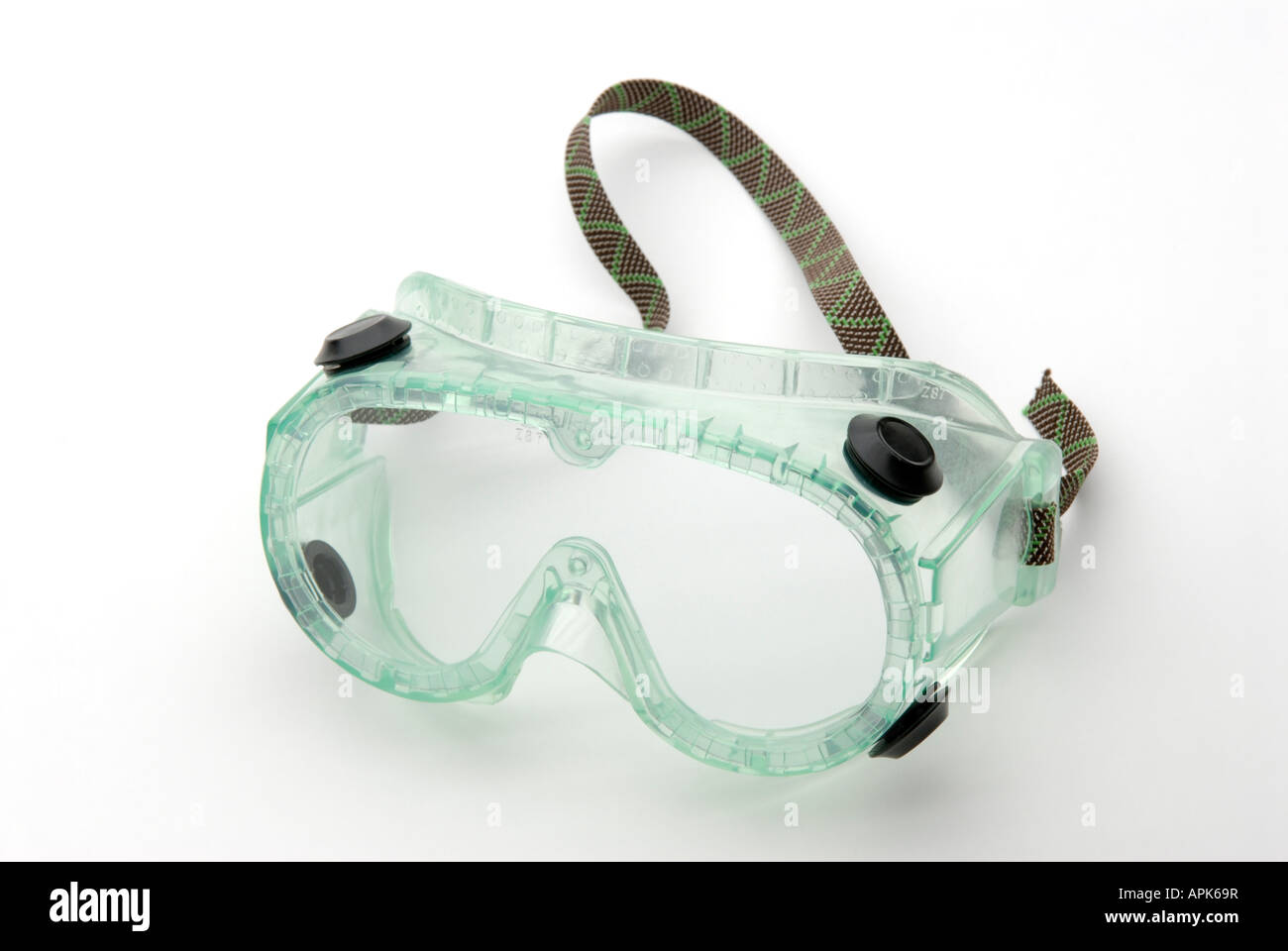 Splash proof chemical safety goggles for use in research labs and science courses Stock Photo