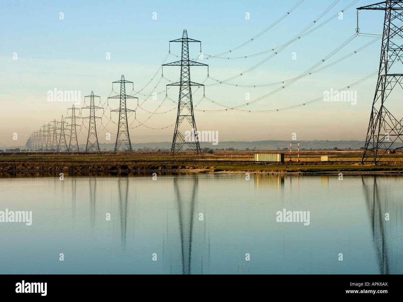 Pylon reflected in water hires stock photography and images Alamy