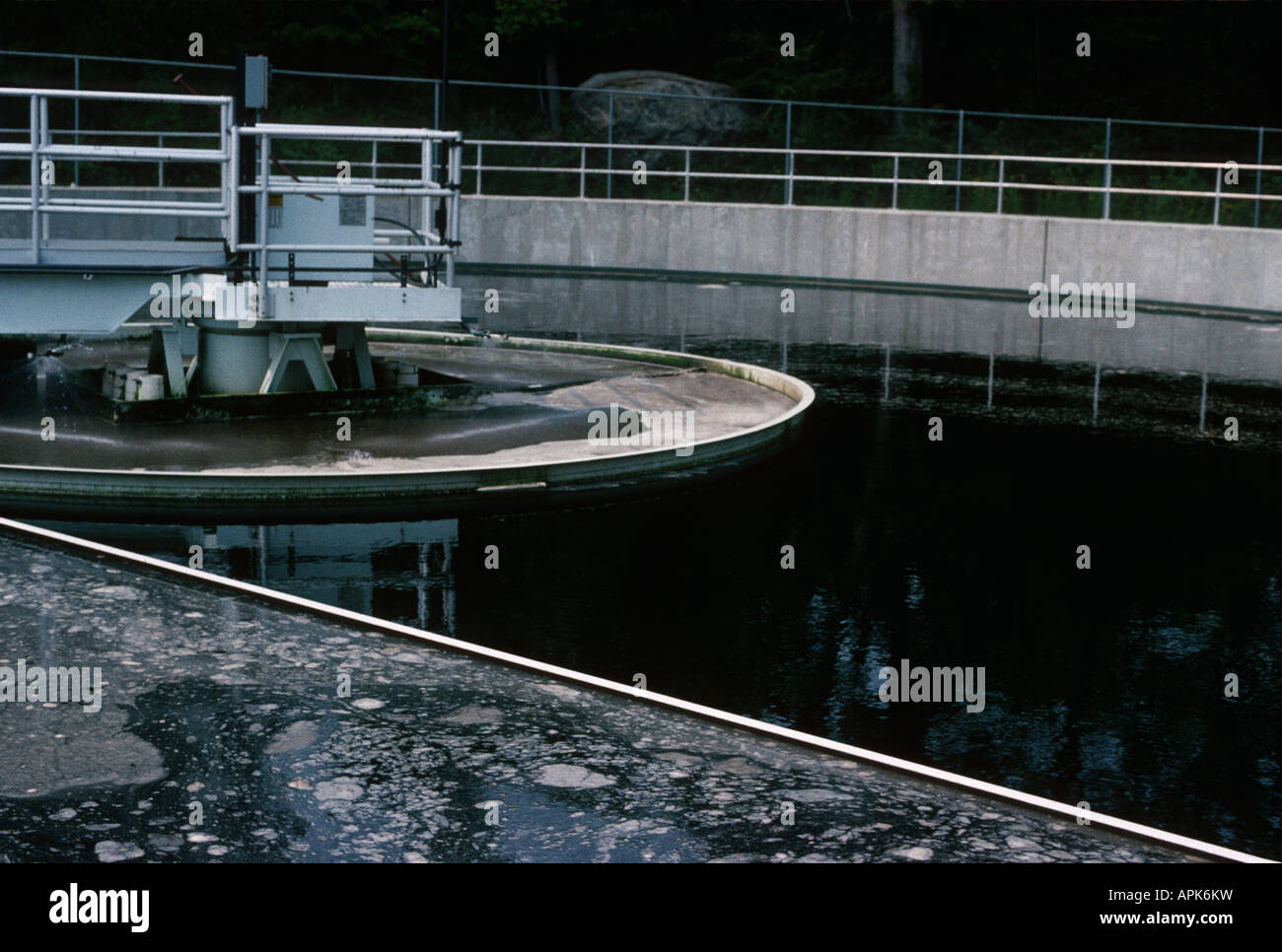 Clarifying tank, settling tank, sewage treatment plant works facility Stock Photo