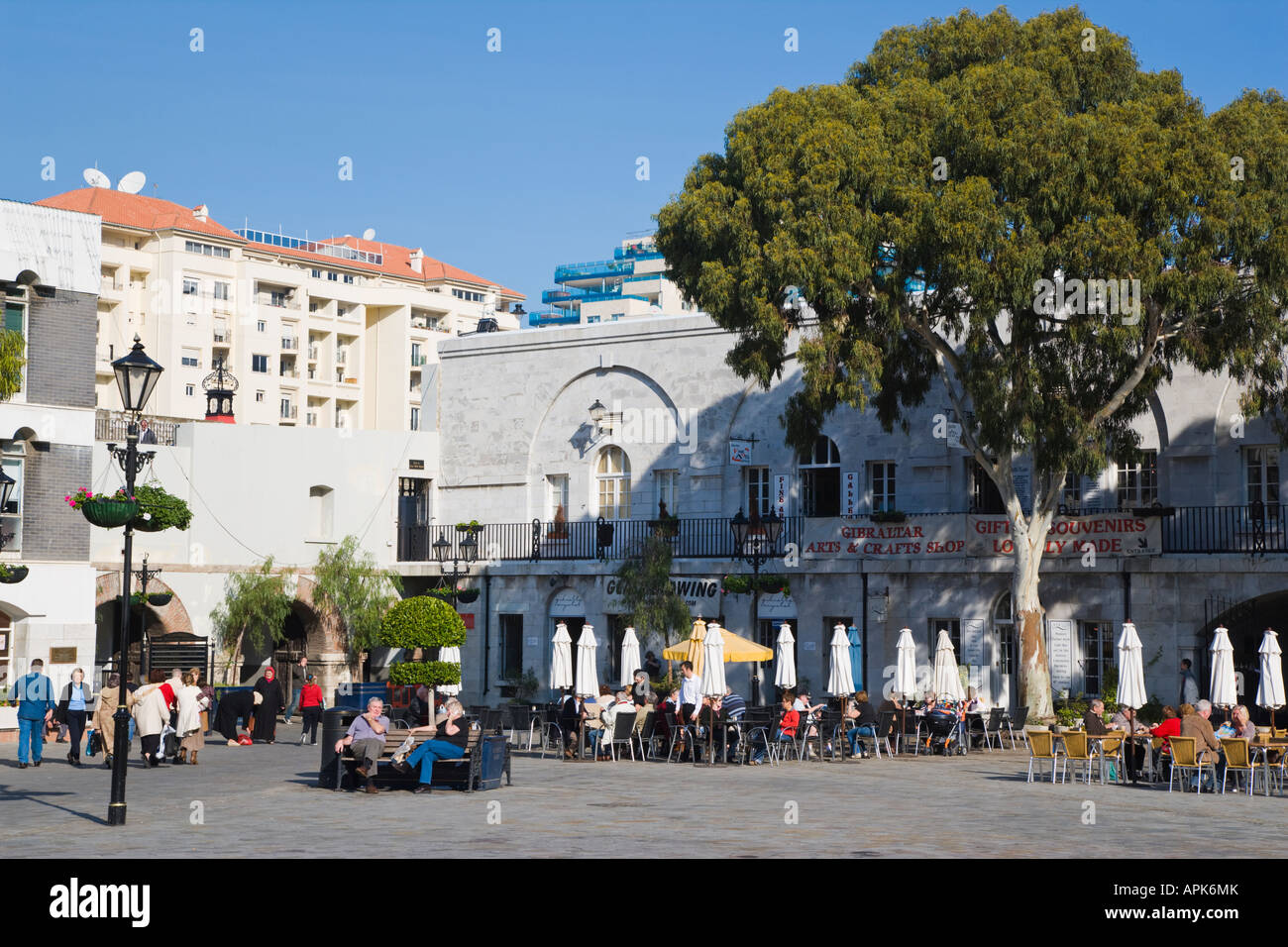 Gibraltar Cafe life in Casemates Square Stock Photo