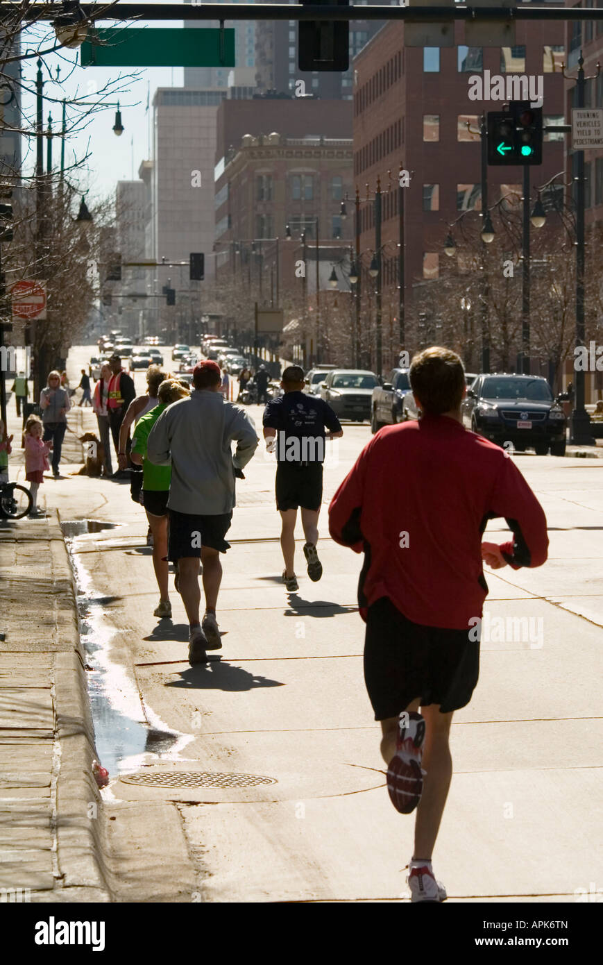 Running the Streets of Denver Stock Photo