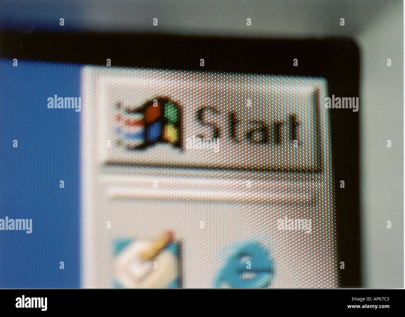 Start icon on computer screen Stock Photo - Alamy