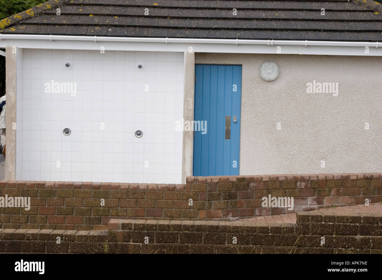 Toilet block and outdoor shower block Stock Photo Alamy