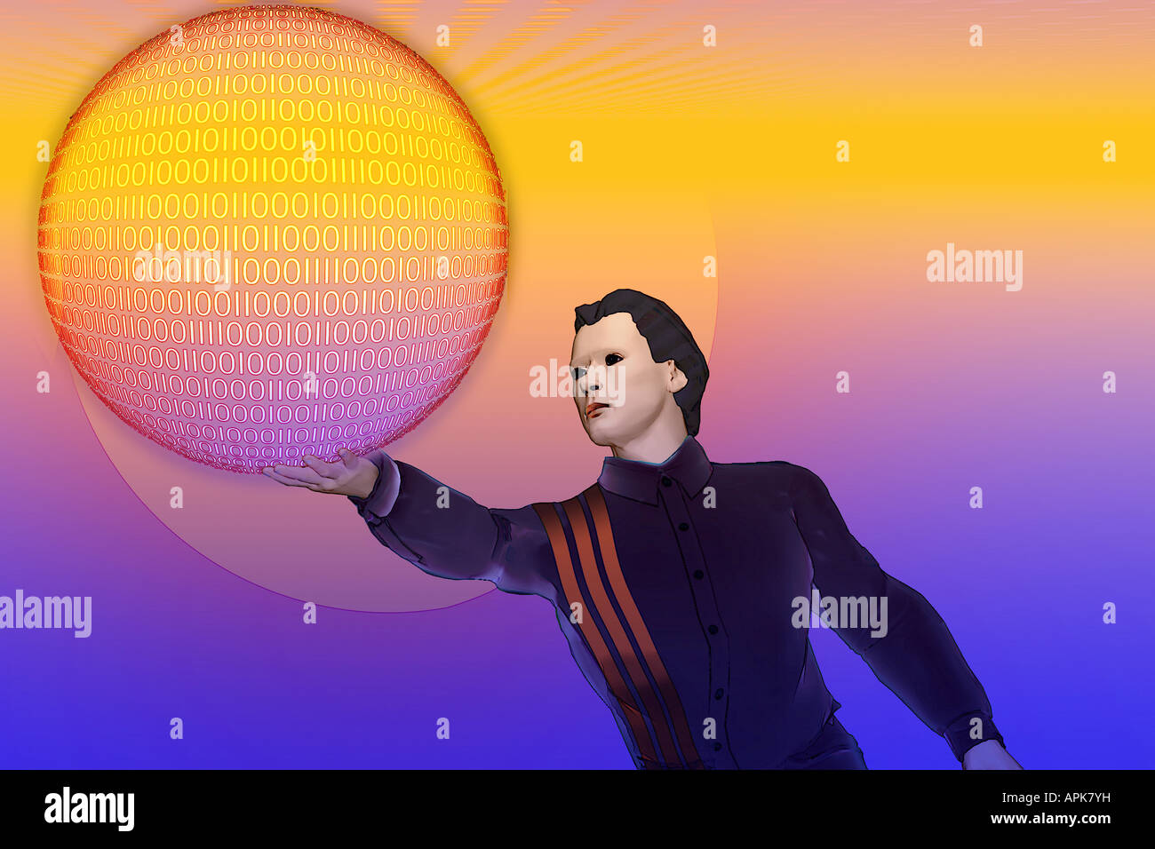 Man holding a binary sphere Stock Photo - Alamy