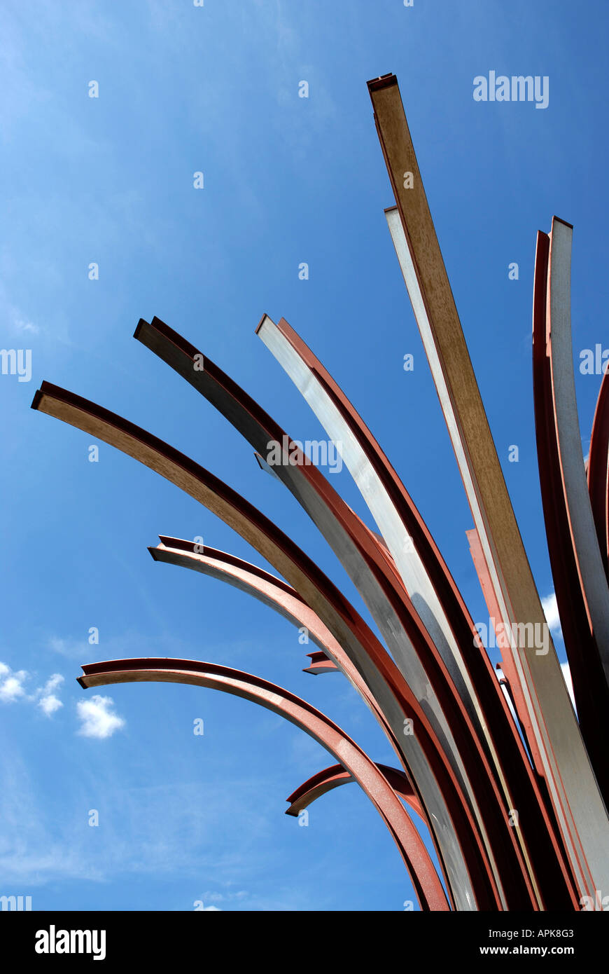 Painted steel girder sculpture in Stratford London Stock Photo Alamy