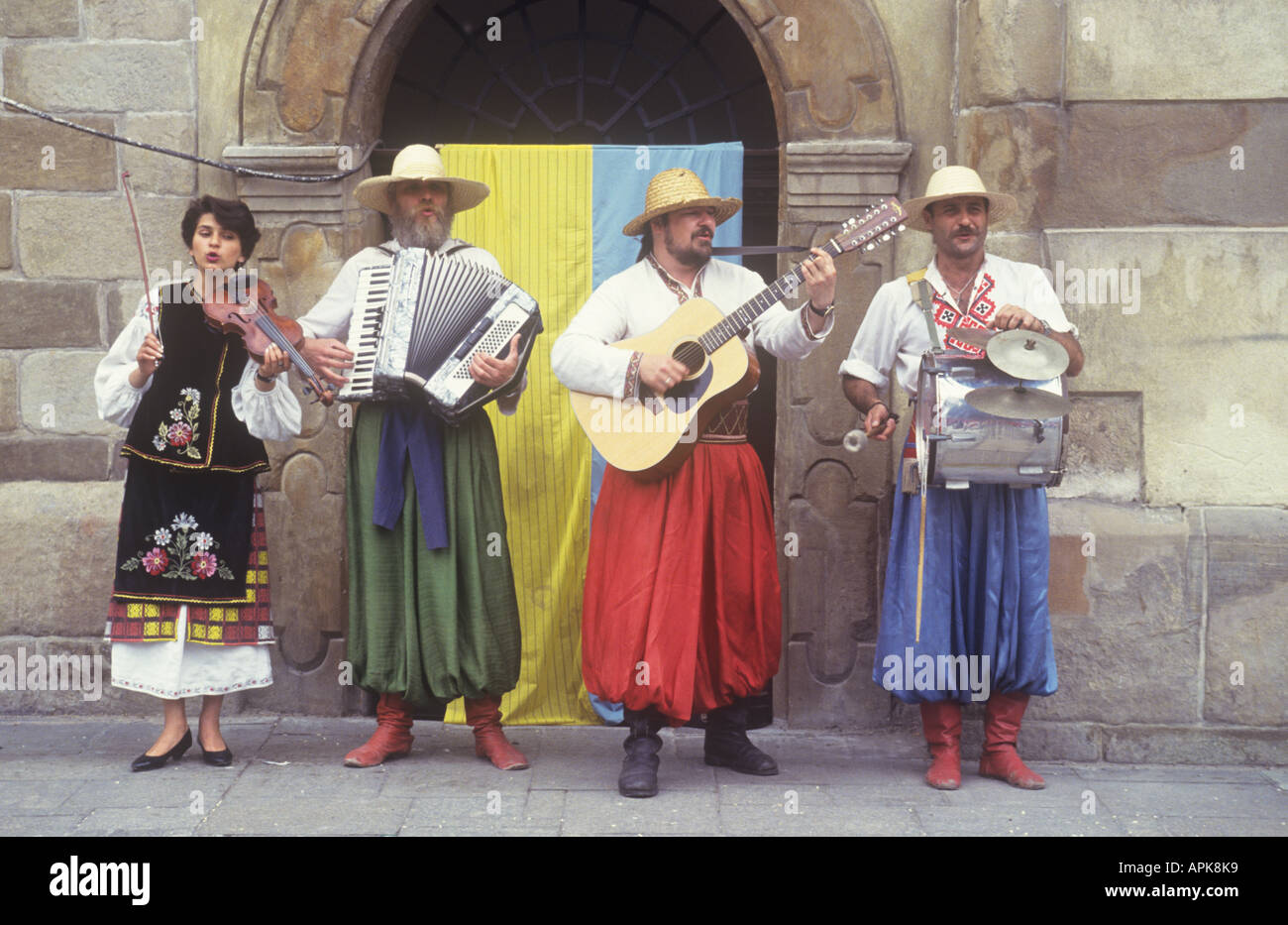 Folk musicians, Krakow, Poland Stock Photo