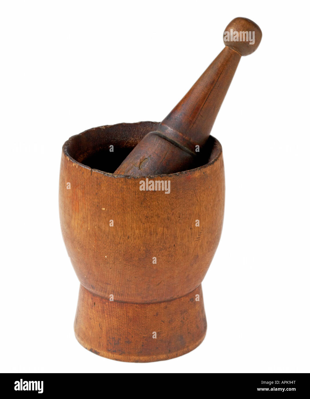 Antique wooden mortar and pestle Stock Photo - Alamy