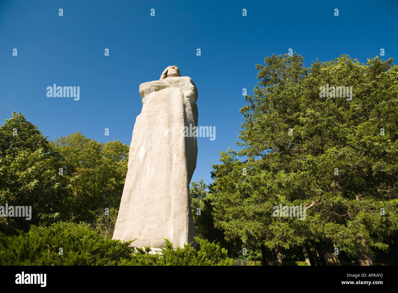 ILLINOIS Oregon Stone Black Hawk statue designed Lorado Taft American Indian Lowden State Park forty eight feet tall Stock Photo