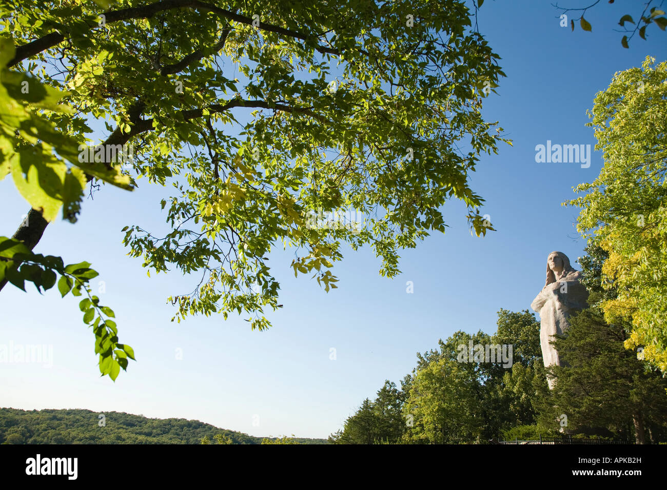 ILLINOIS Oregon Stone Black Hawk statue designed Lorado Taft American Indian Lowden State Park forty eight feet tall Stock Photo