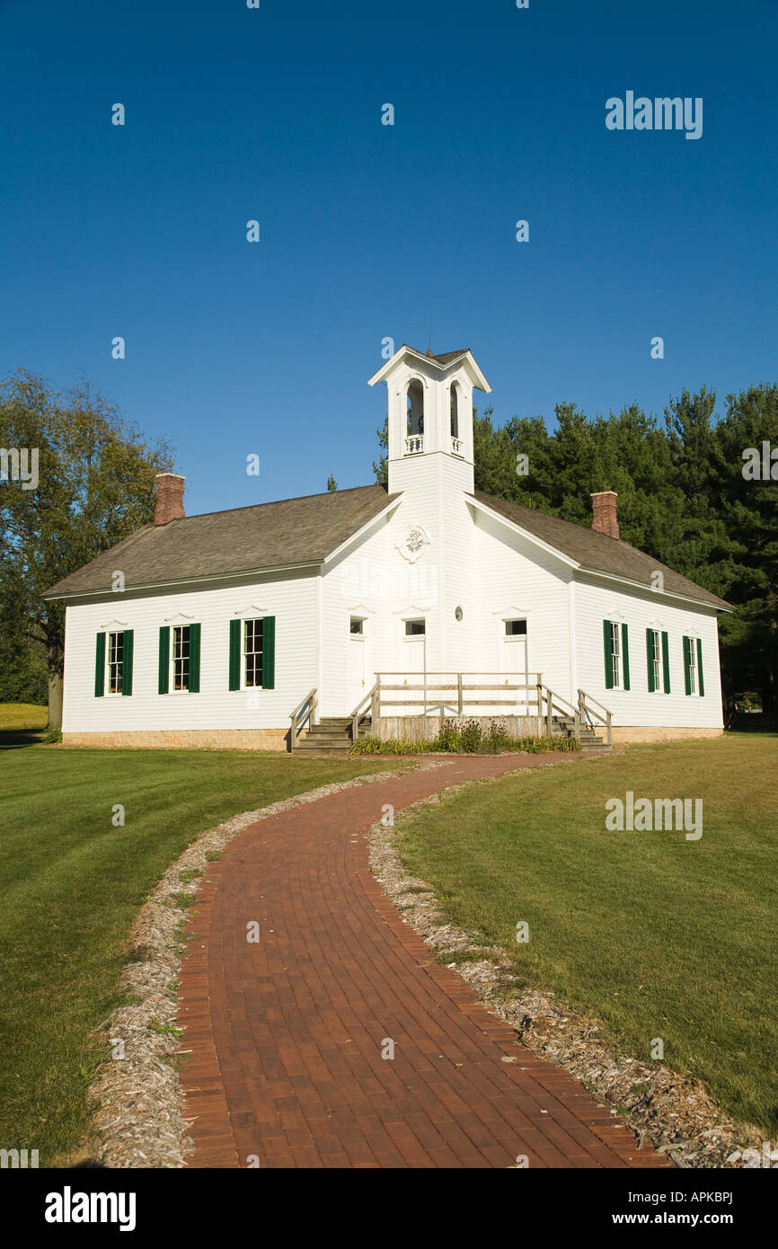 ILLINOIS Ogle County Chana two room schoolhouse museum registered historic building white wooden building Stock Photo