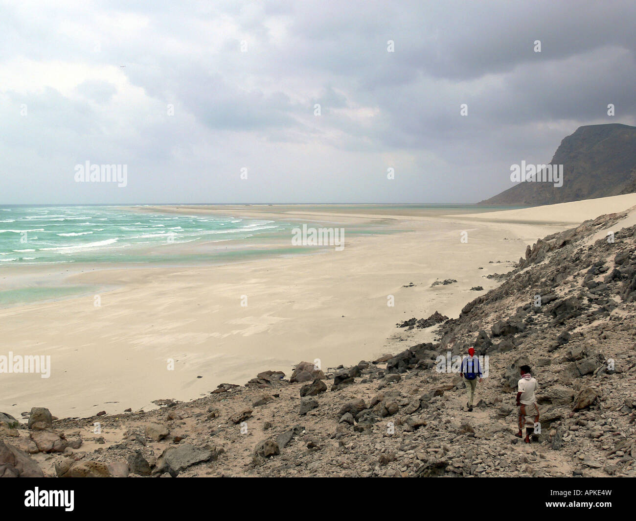 wanderer at southern coast of Socotra, Yemen, Socotra Stock Photo