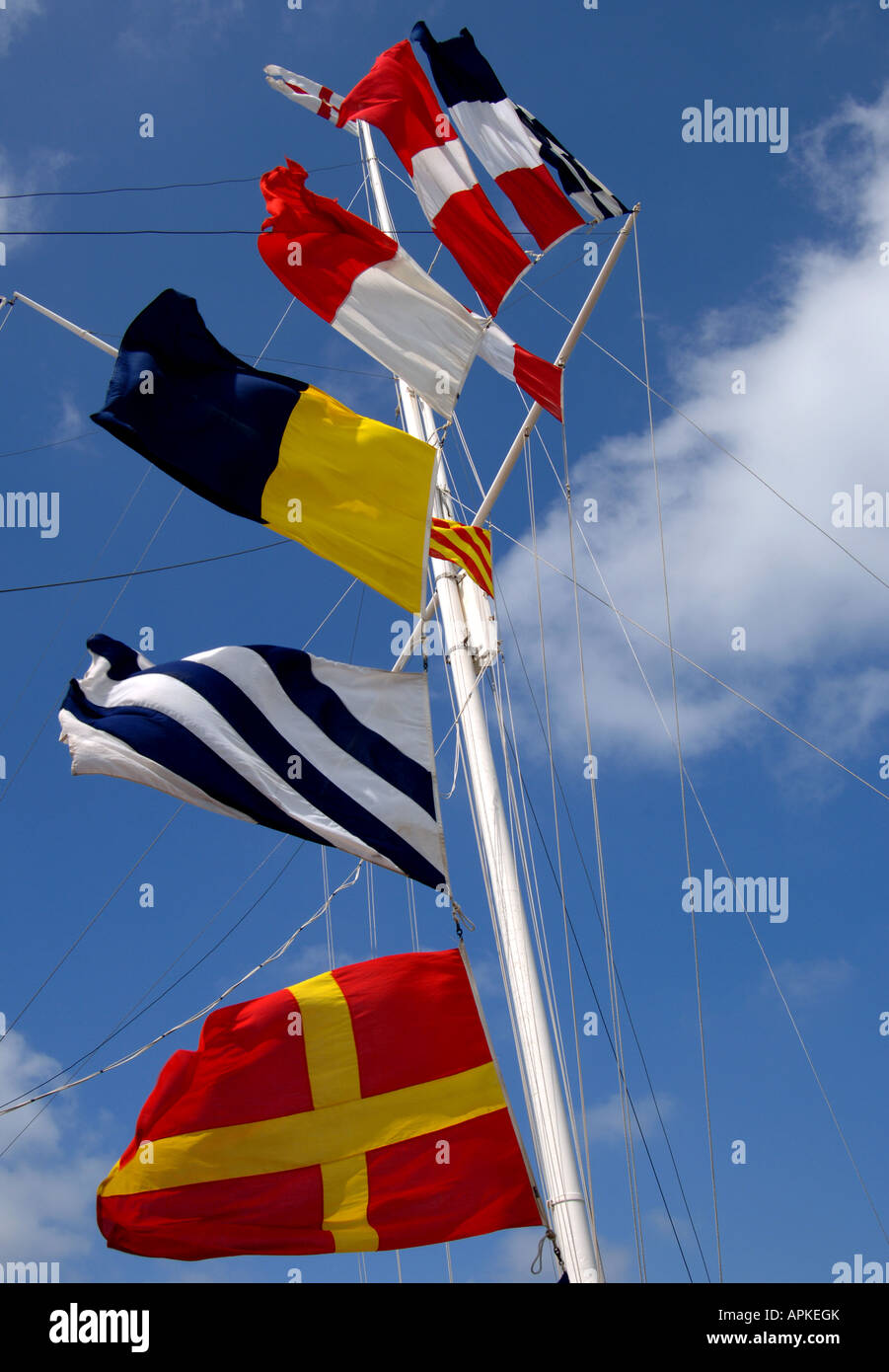 Maritime flags on the mast Stock Photo Alamy