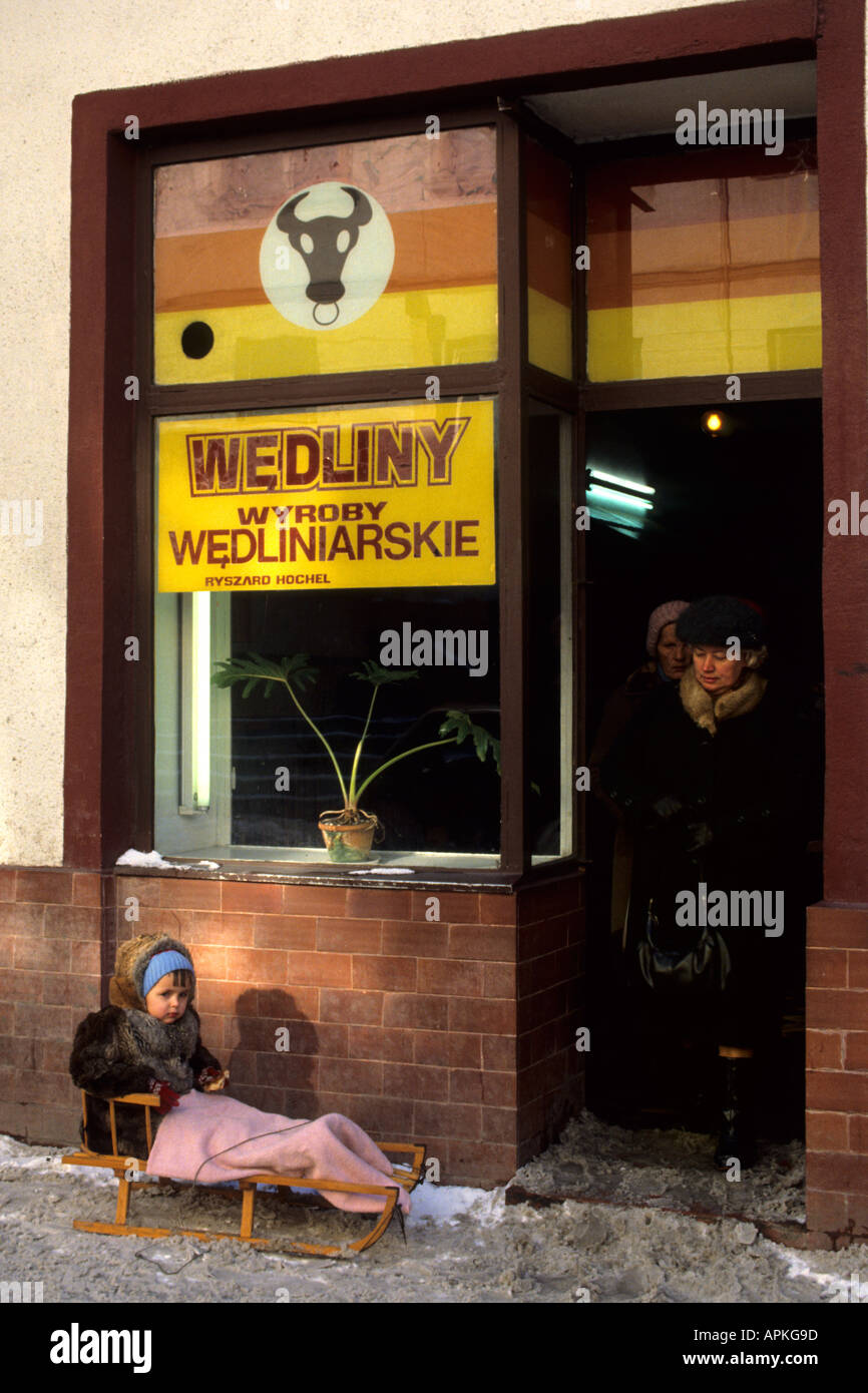Warsaw Poland Polish Butcher meat market winter Baby Stock Photo Alamy