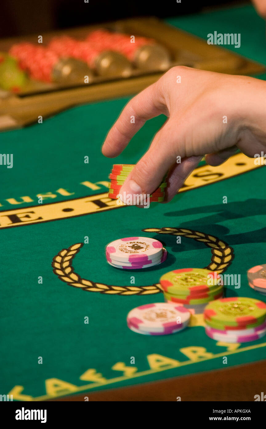 Blackjack table in Las Vegas Nevada Caesars Palace and Casino Stock